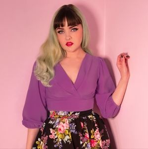 Bawdy Cropped Blouse in Lavender Vixen by Micheline Pitt